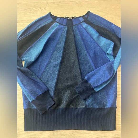 Trina Turk Wool Blend Shimmer Blue Sweater Size S - Picture 4 of 7